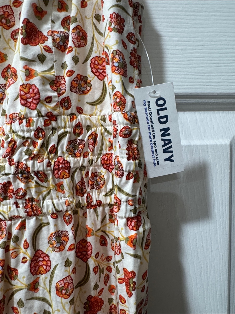 Old Navy Cream Maxi Dress with Red and Green Floral Print - Picture 3 of 5